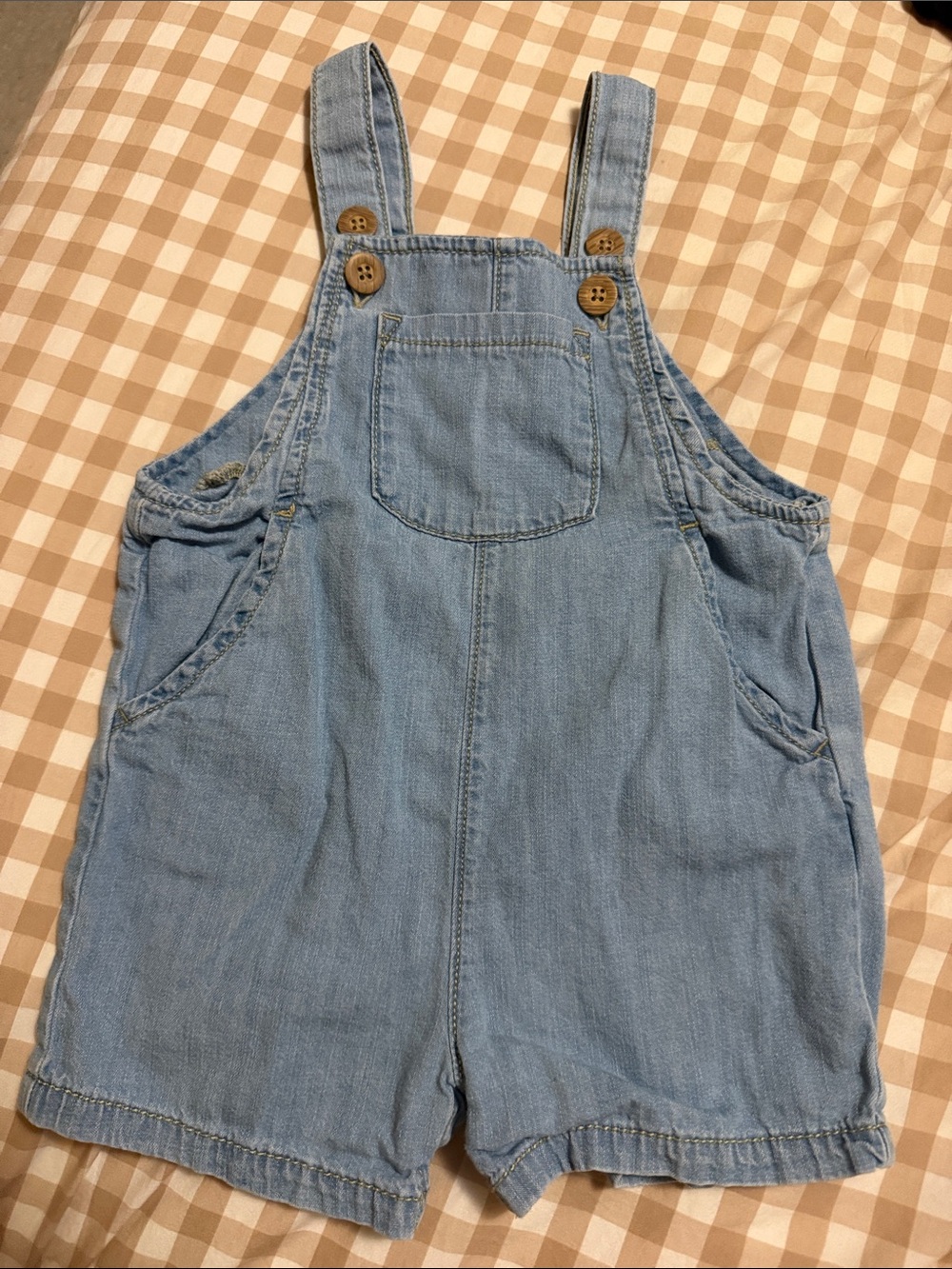 Little Planet Light Blue Denim Short Overalls with Pocket Size 12 Months